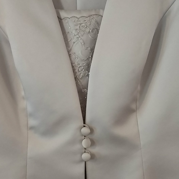 NWT Michaelangelo Silver Satin & Lace 👗 W/Jacket - Picture 5 of 7